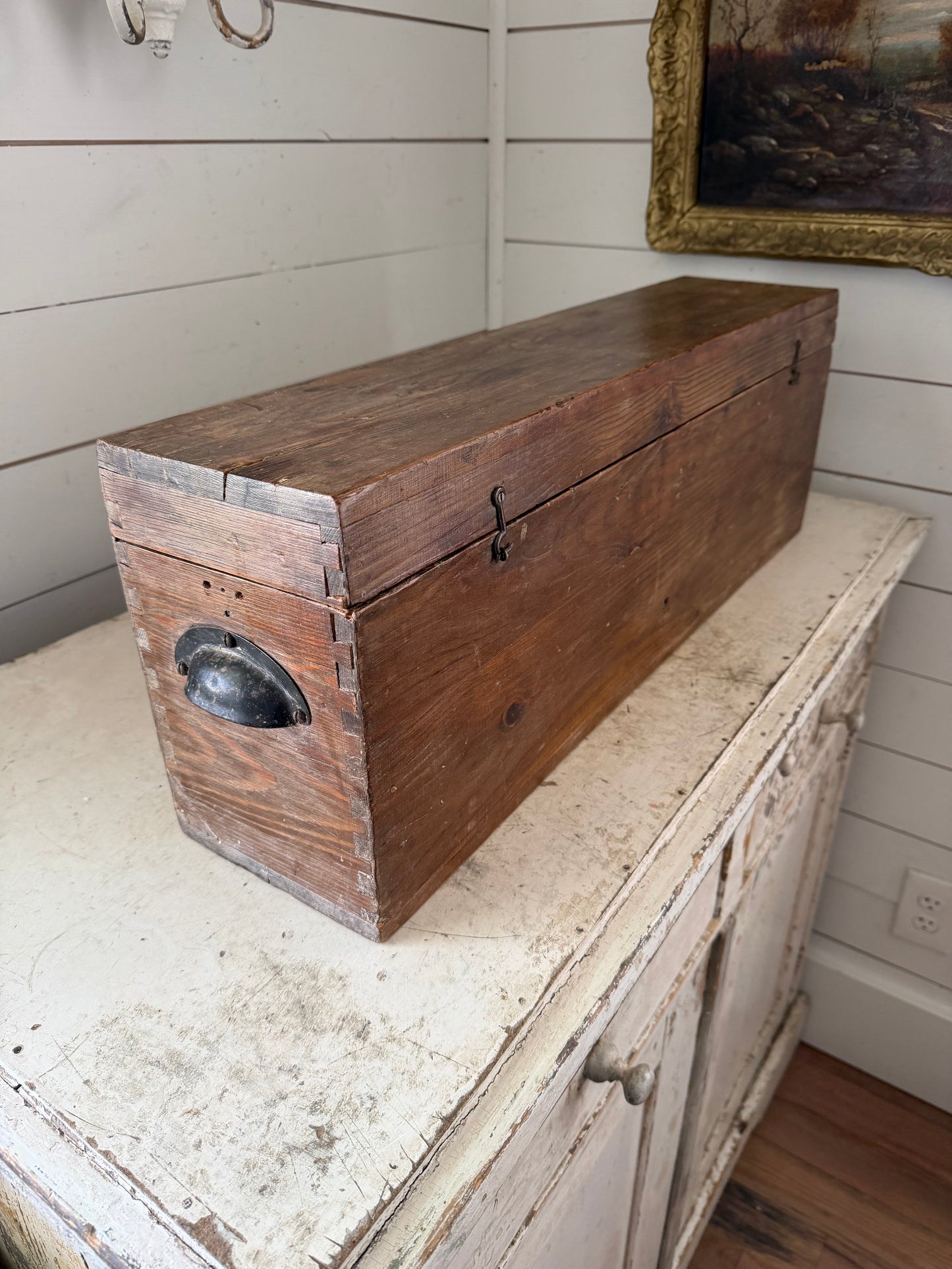 Antique Lord Robert’s Workshops Wood Storage Tote Crate With Handles - Dovetailed