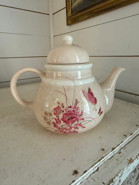 Pink Stoneware Teapot