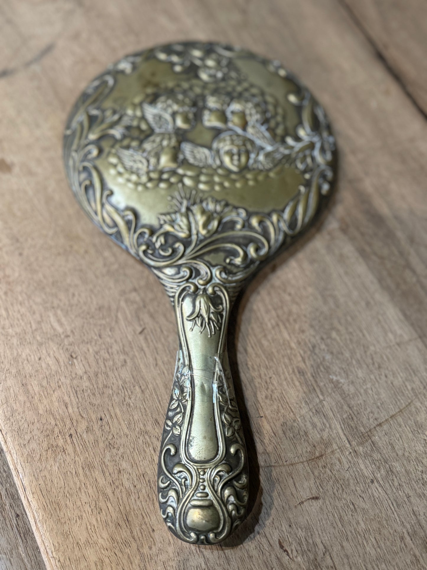 Antique Silver Plate Hand Mirror - missing mirror Silver Antique Vanity Mirror Art Nouveau Mirror Bedroom Mirror Reynolds Angels Cherubs