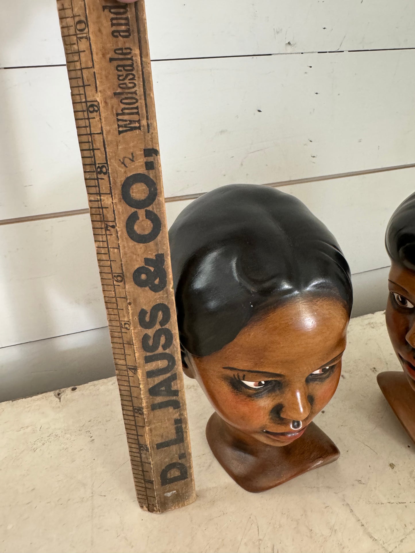 Vintage African American Bust of Boy and Girl Set small chip