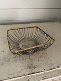 Vintage wire basket with brass trim