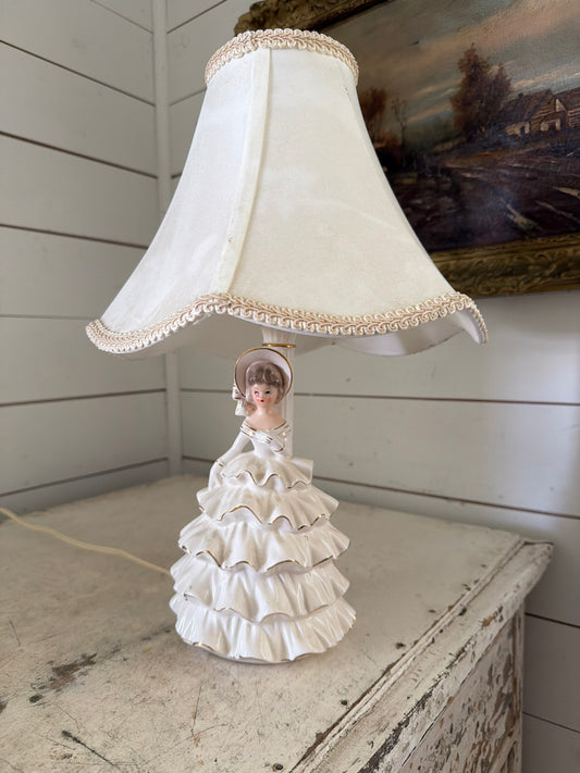 Vintage Lamp with Southern Belle and lampshade Japan