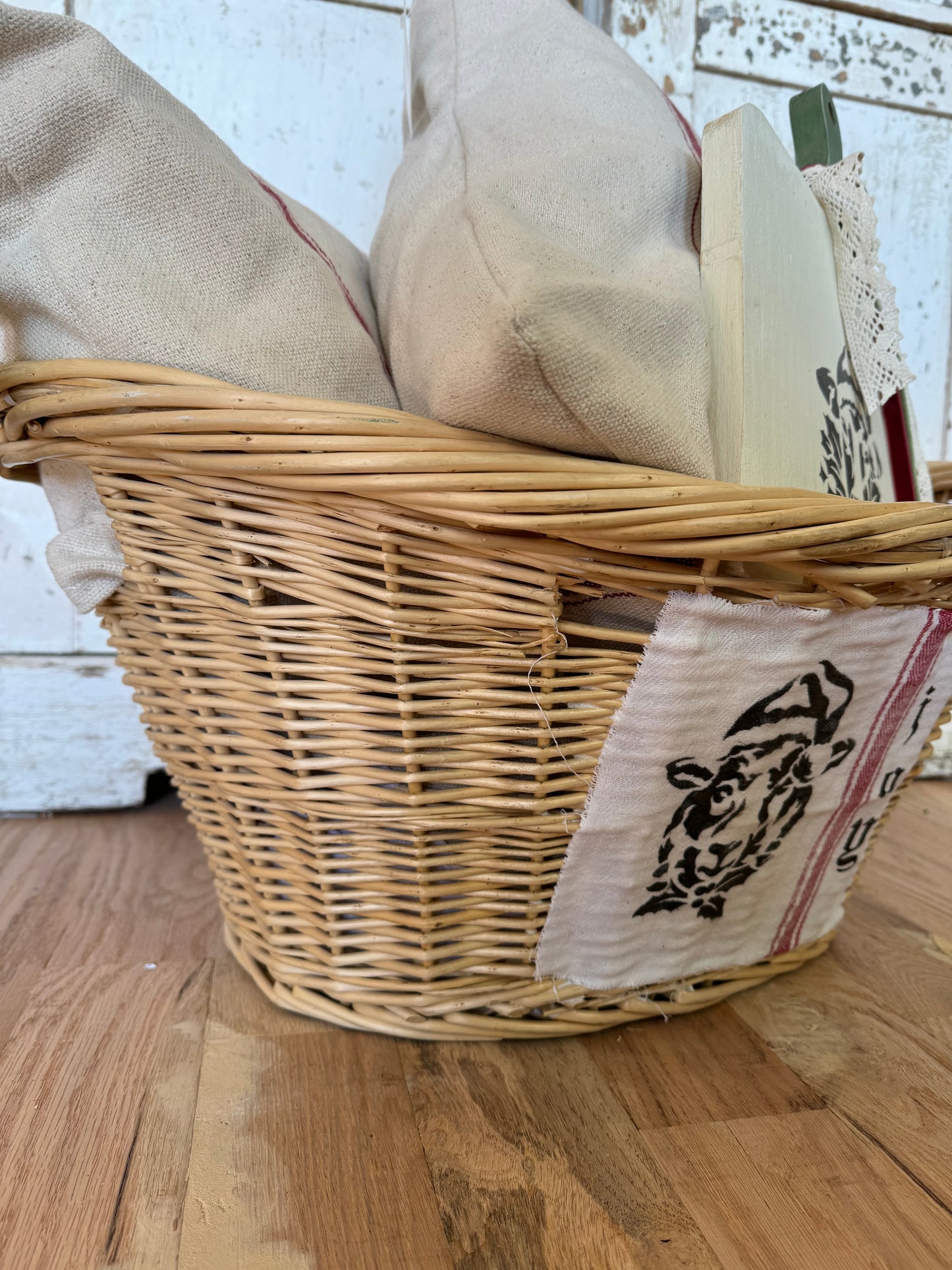 French Style Laundry Basket with Christmas Label