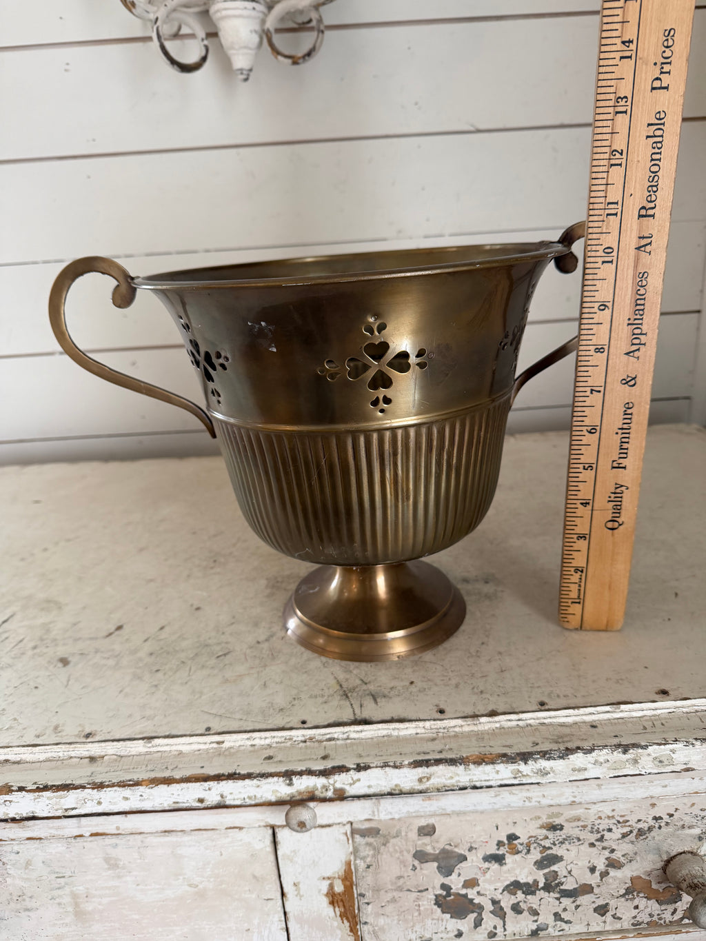 Large brass planting urn