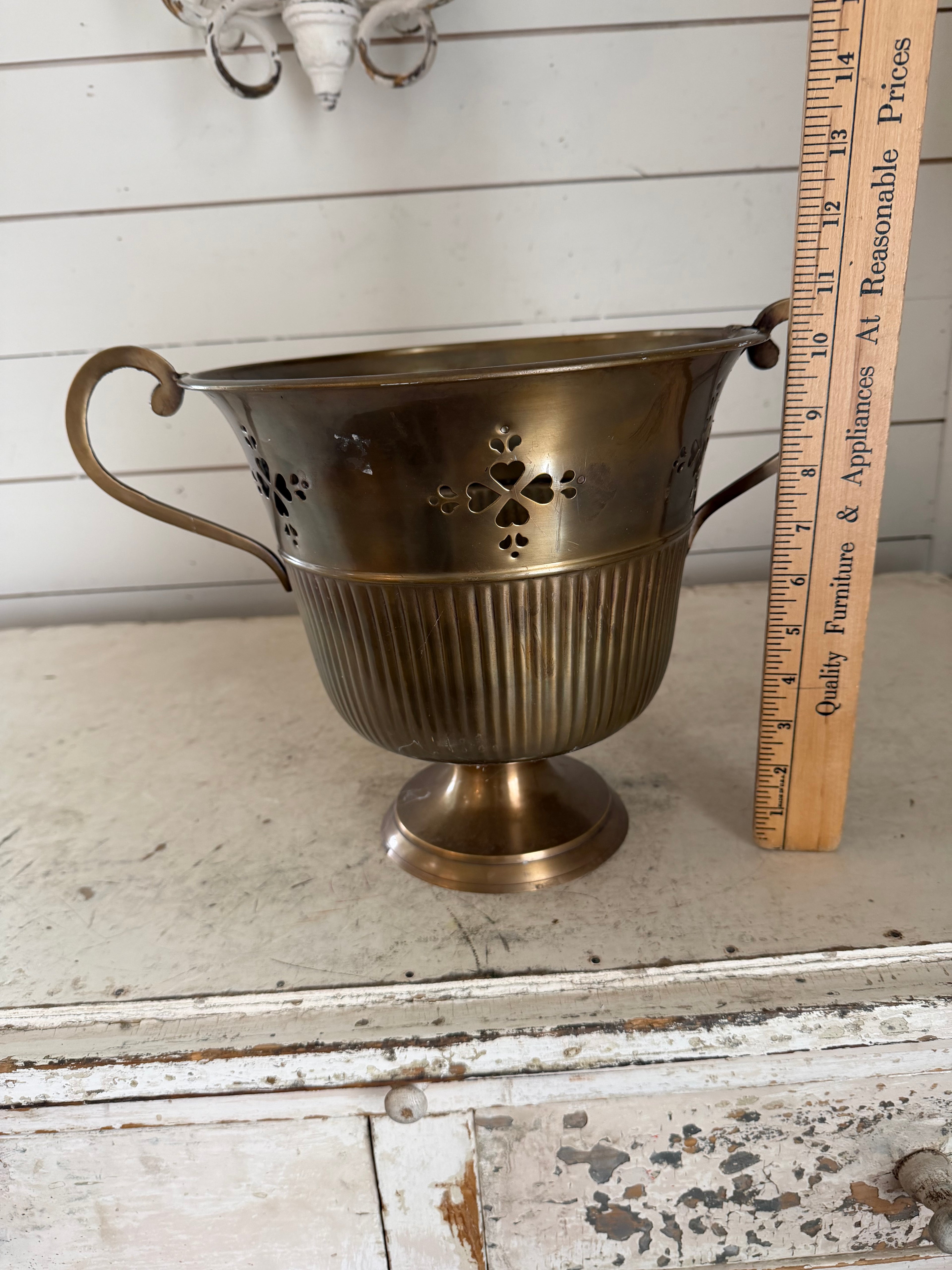 Large brass planting urn