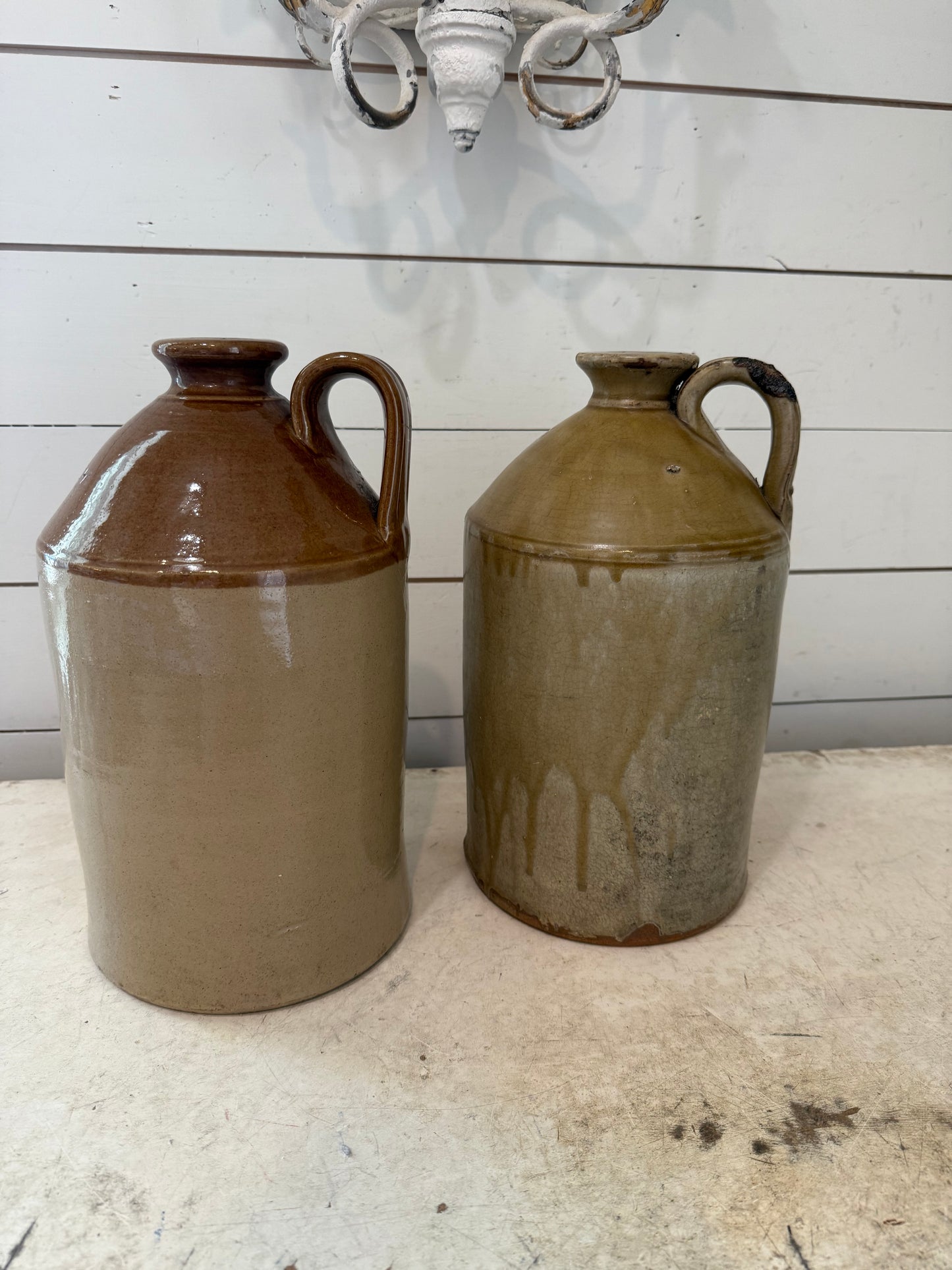 Large Antique Vintage English Stoneware Earthenwarw Flagon - sold individually