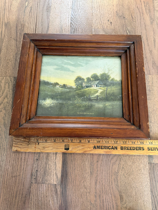 Path ‘Oer The Hills Vintage Print in Wood Frame
