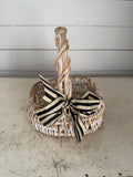 Wicker Basket with a Black and White Bow