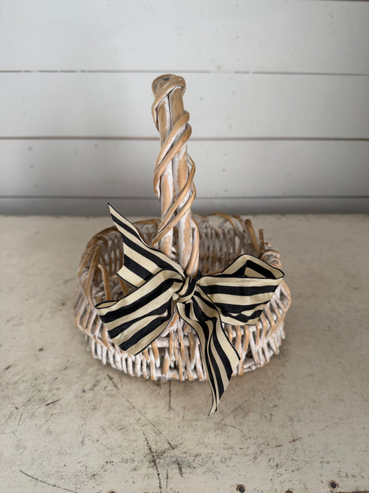 Wicker Basket with a Black and White Bow