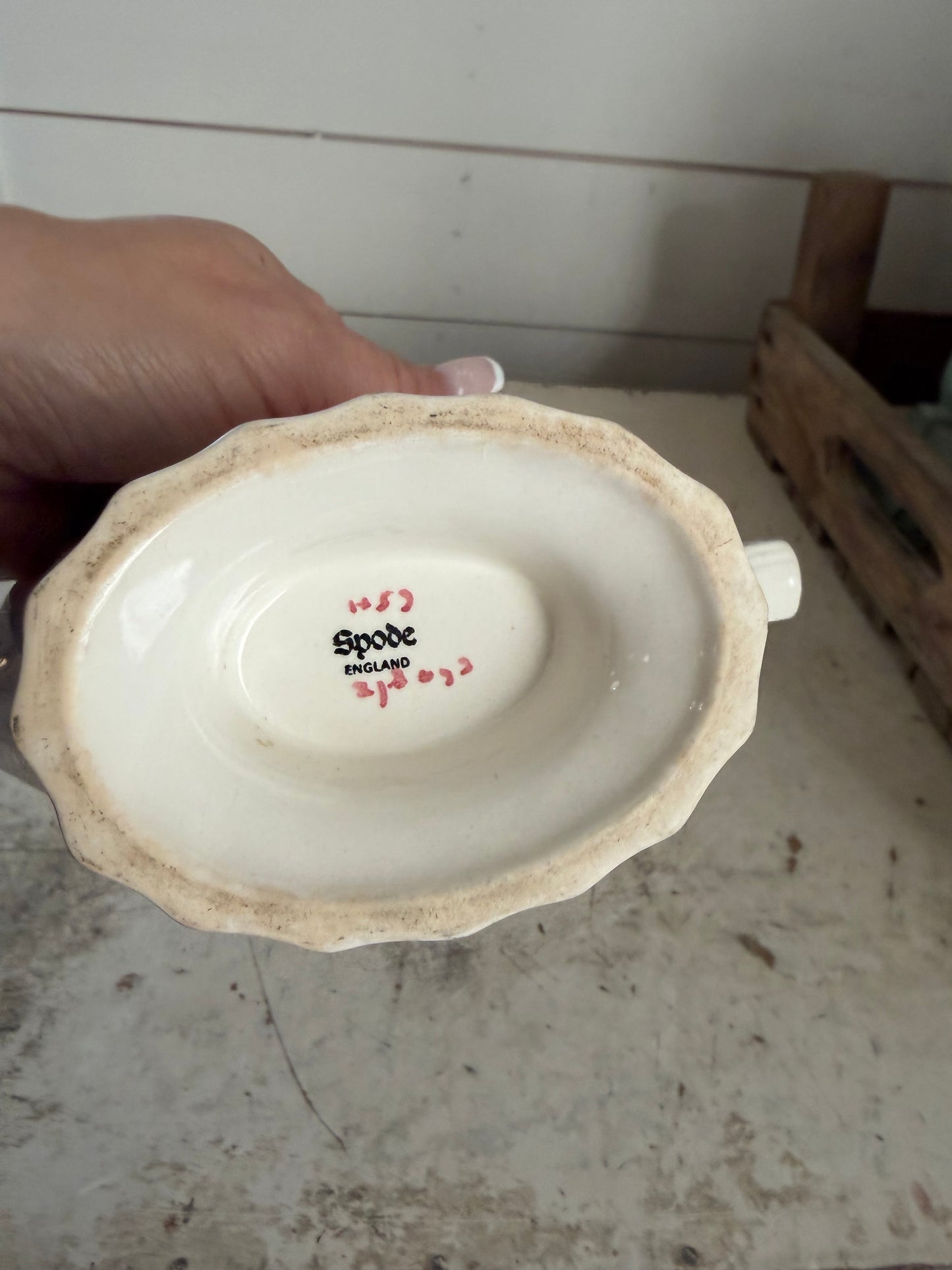 Spode Copeland Fairy Dell Swirl Rim Gravy Boat