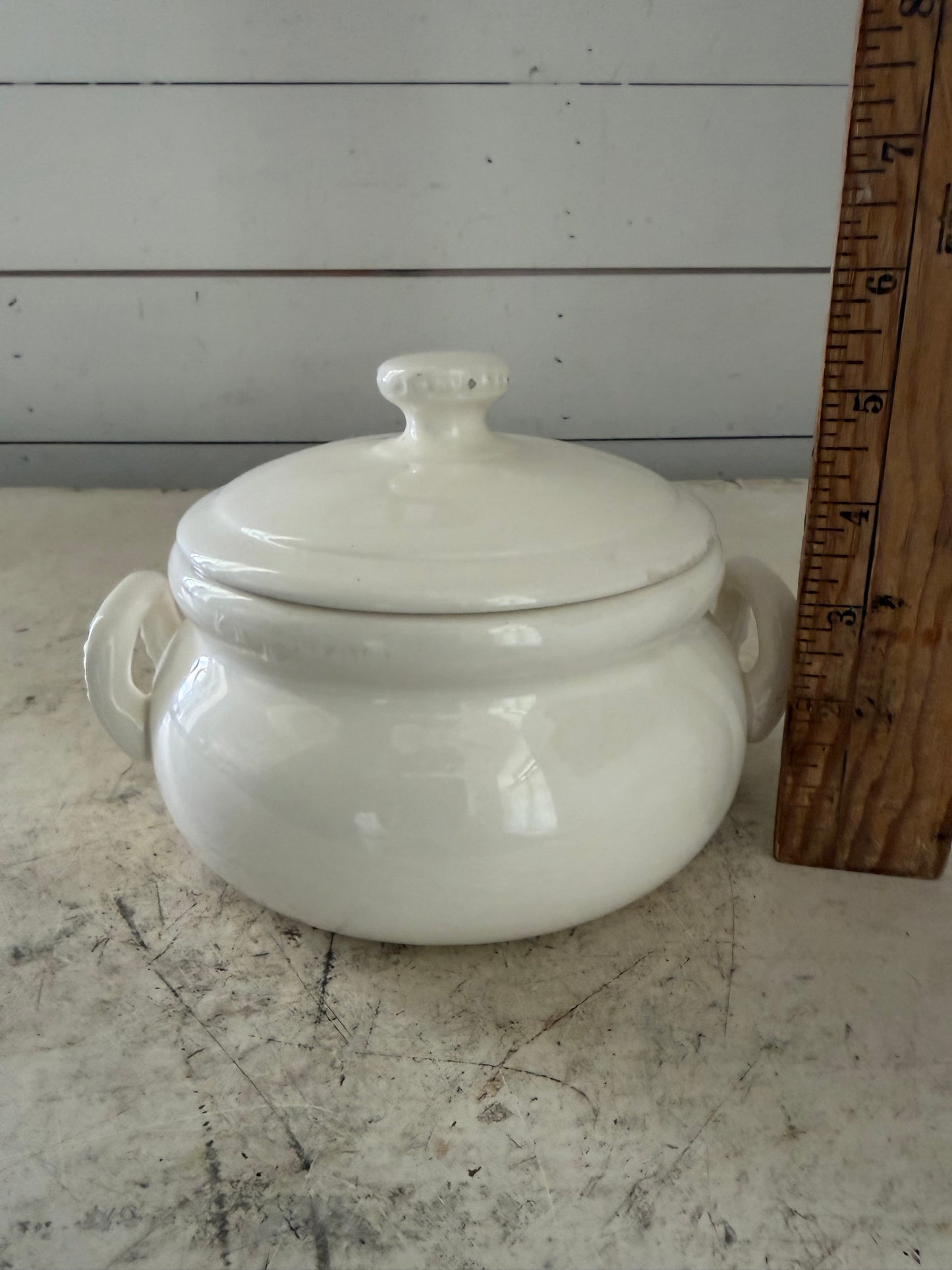 Vintage white soup tureen with lid