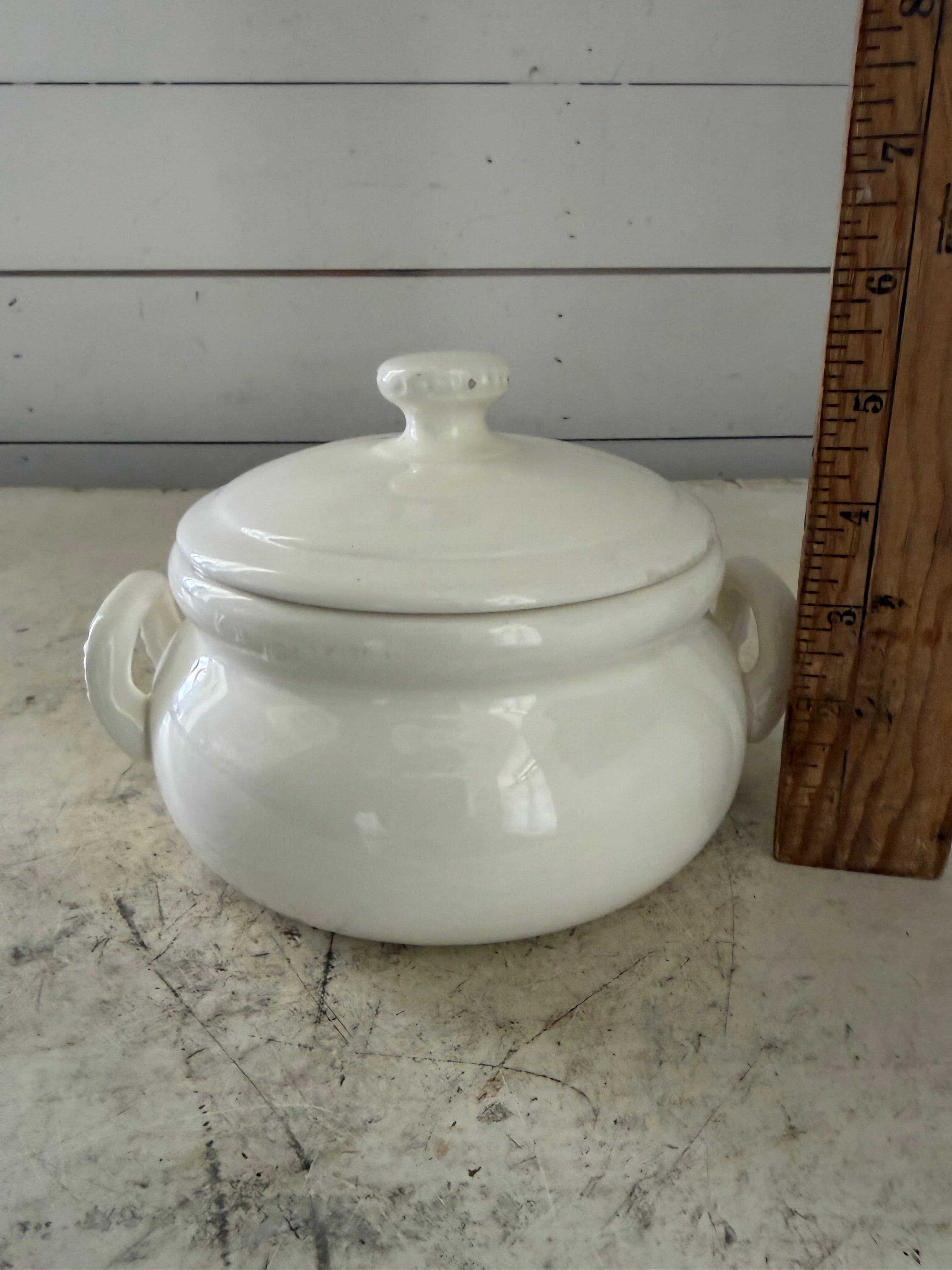 Vintage white soup tureen with lid