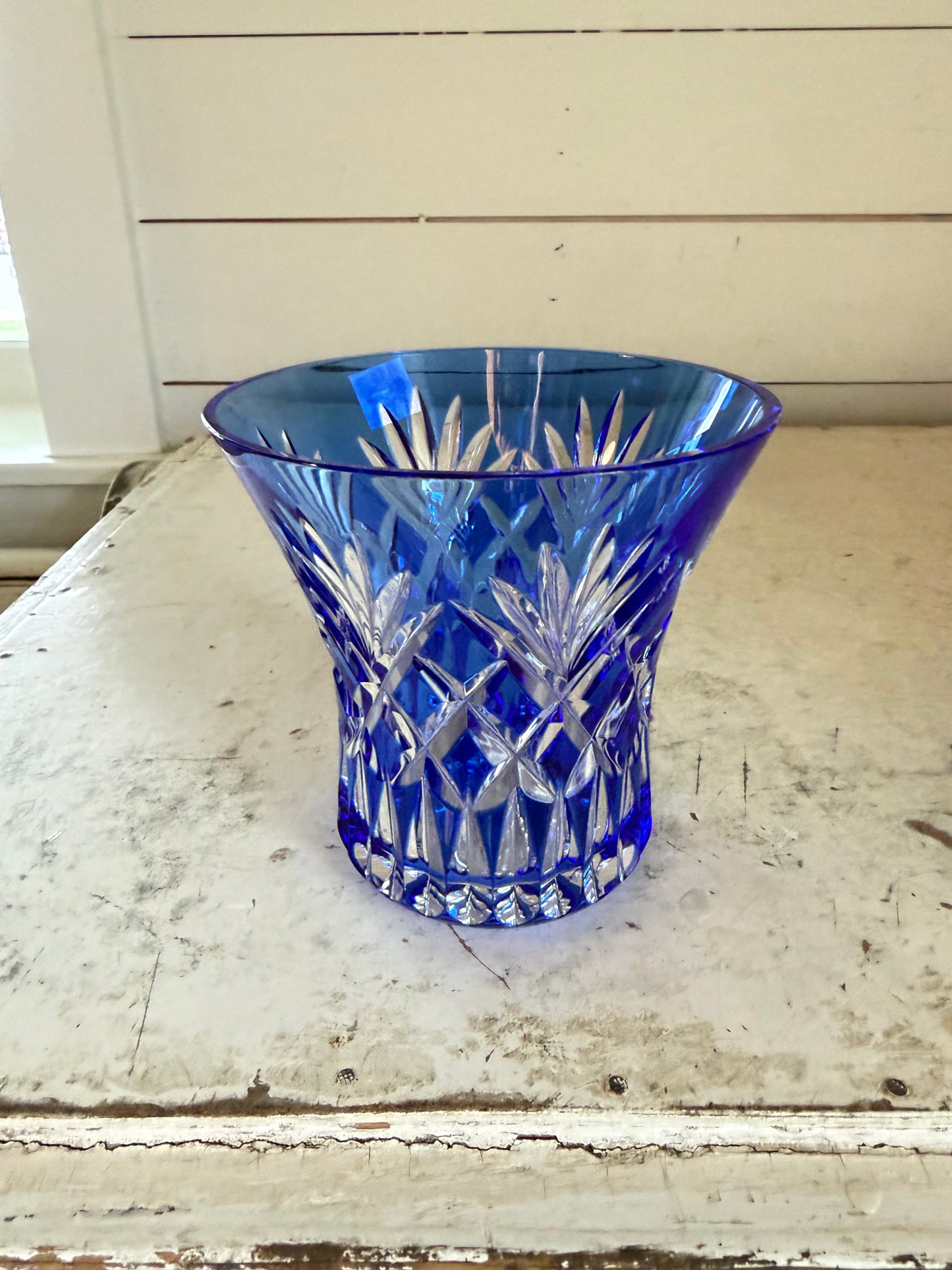 HOYA Crystal Cobalt Cut Glass Vase