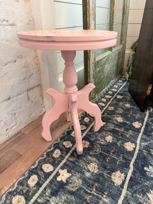 Pink Floral Plant stand hand painted