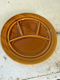 Vintage French Gien fondue plate in a brown glaze