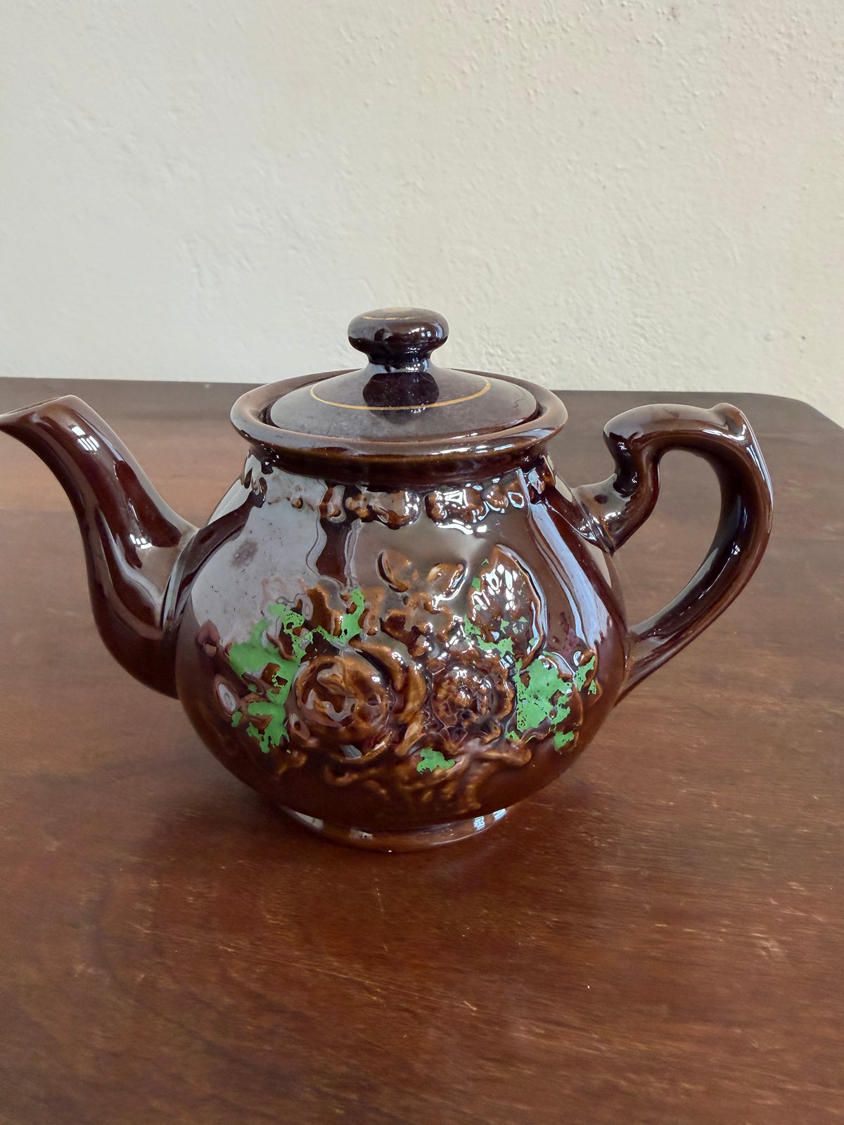 Japanese Redware Style Teapot with Brown Glaze