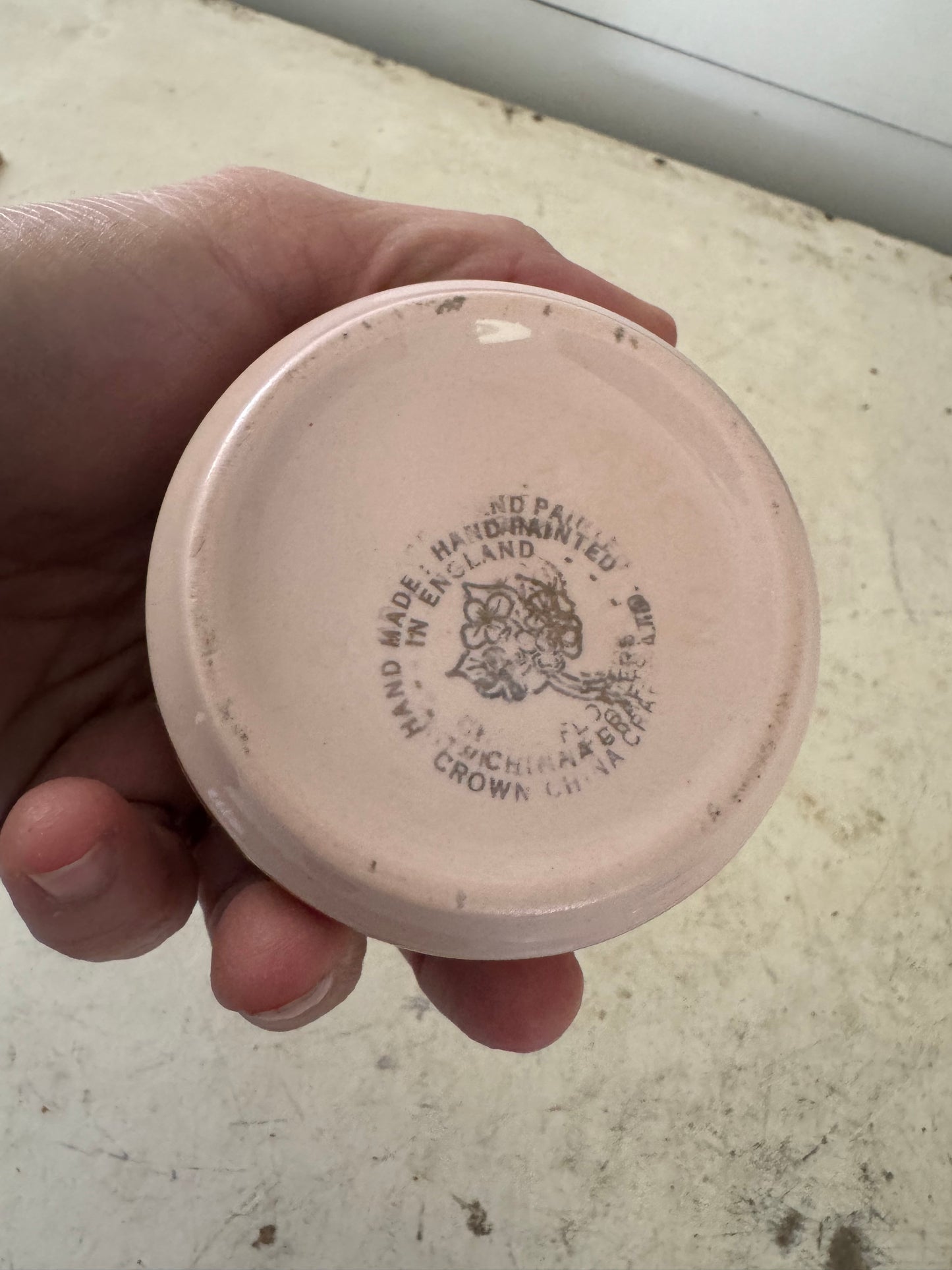 English Pink Trinket Dish with flowers