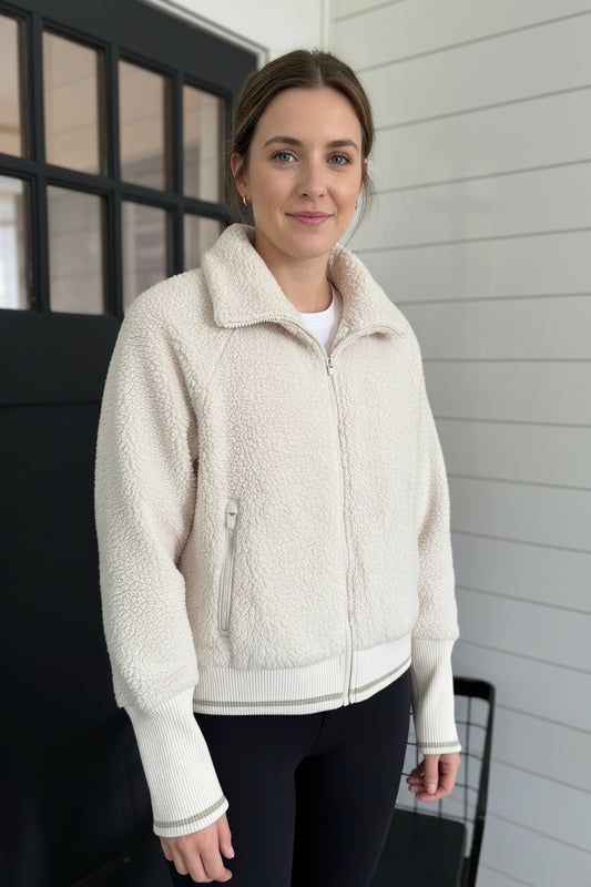 Athleta Tugga Sherpa Jacket in Natural Multi Small