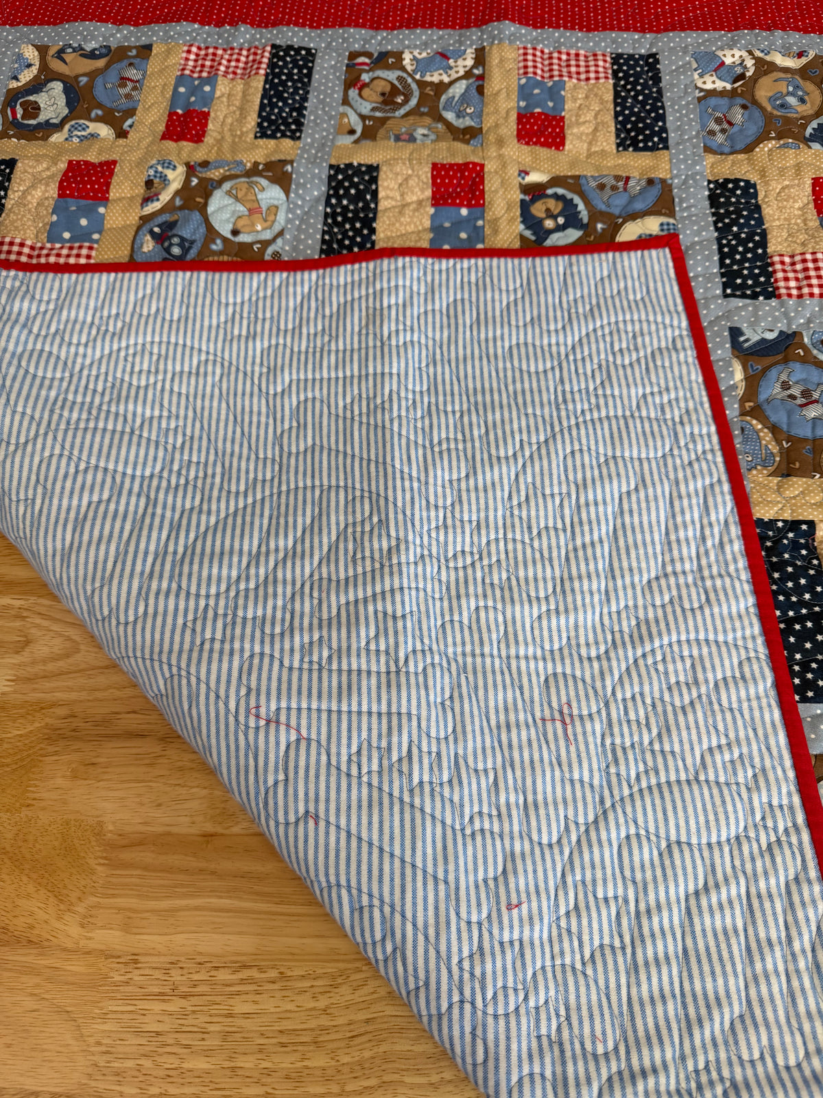 Handmade puppy patchwork quilt crib sized