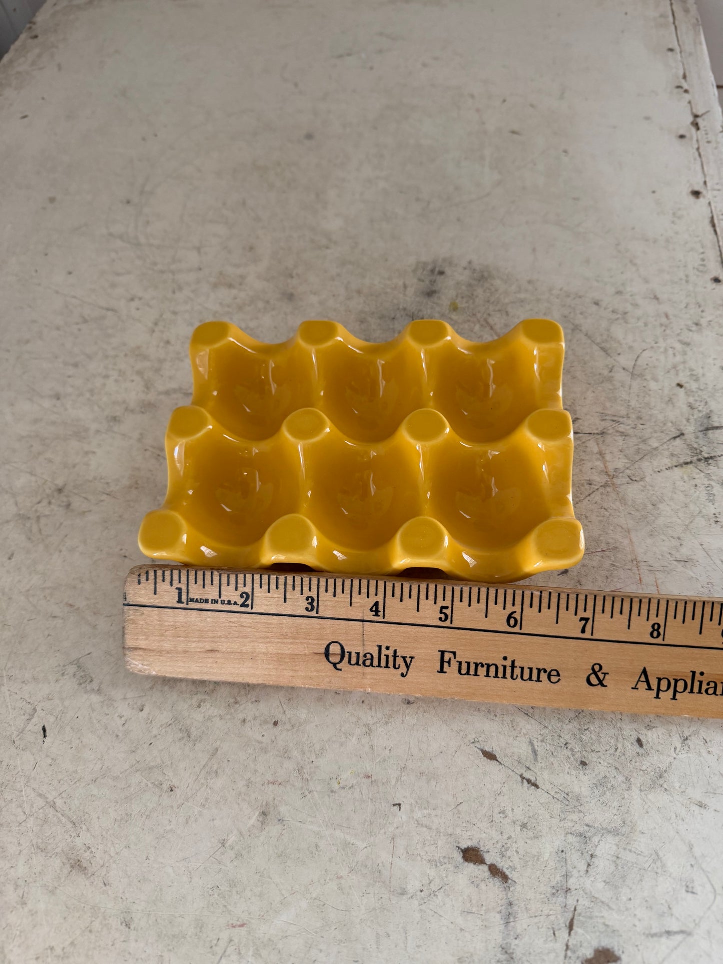 Yellow Ceramic 6 Egg Serving Tray