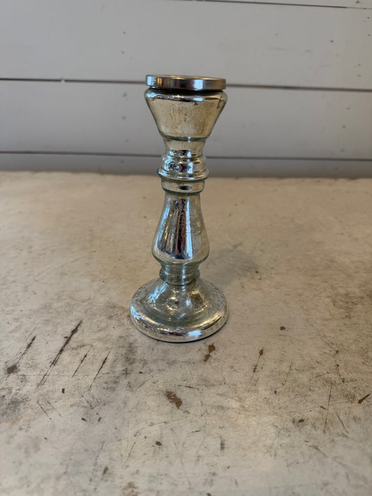 Mercury glass pillar candlestick