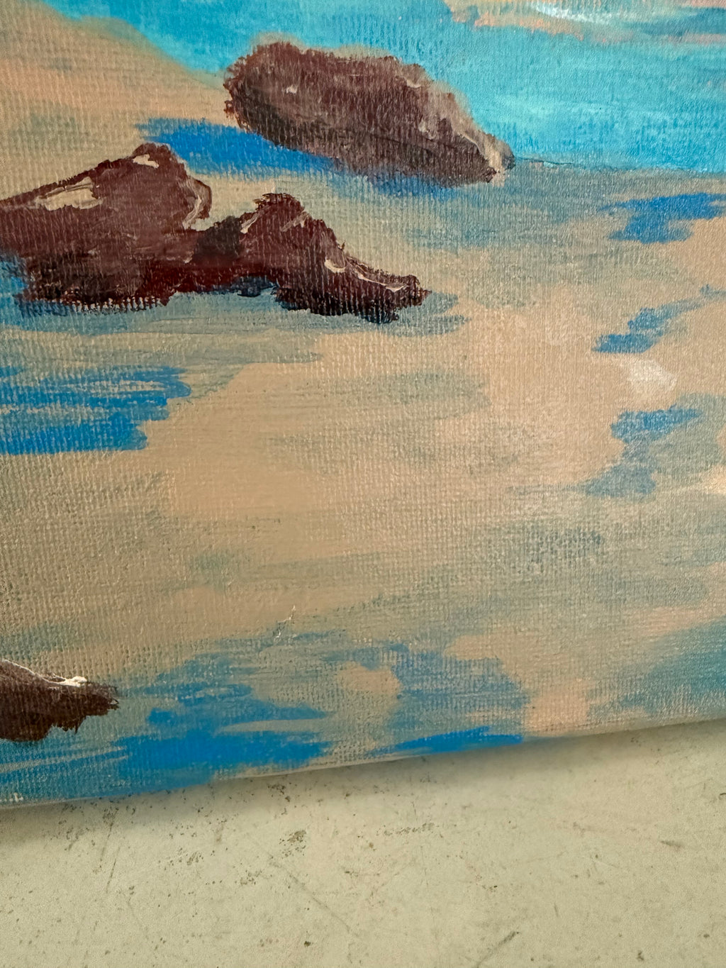 Jesus & Peter Original Art on canvas - has small tear as shown