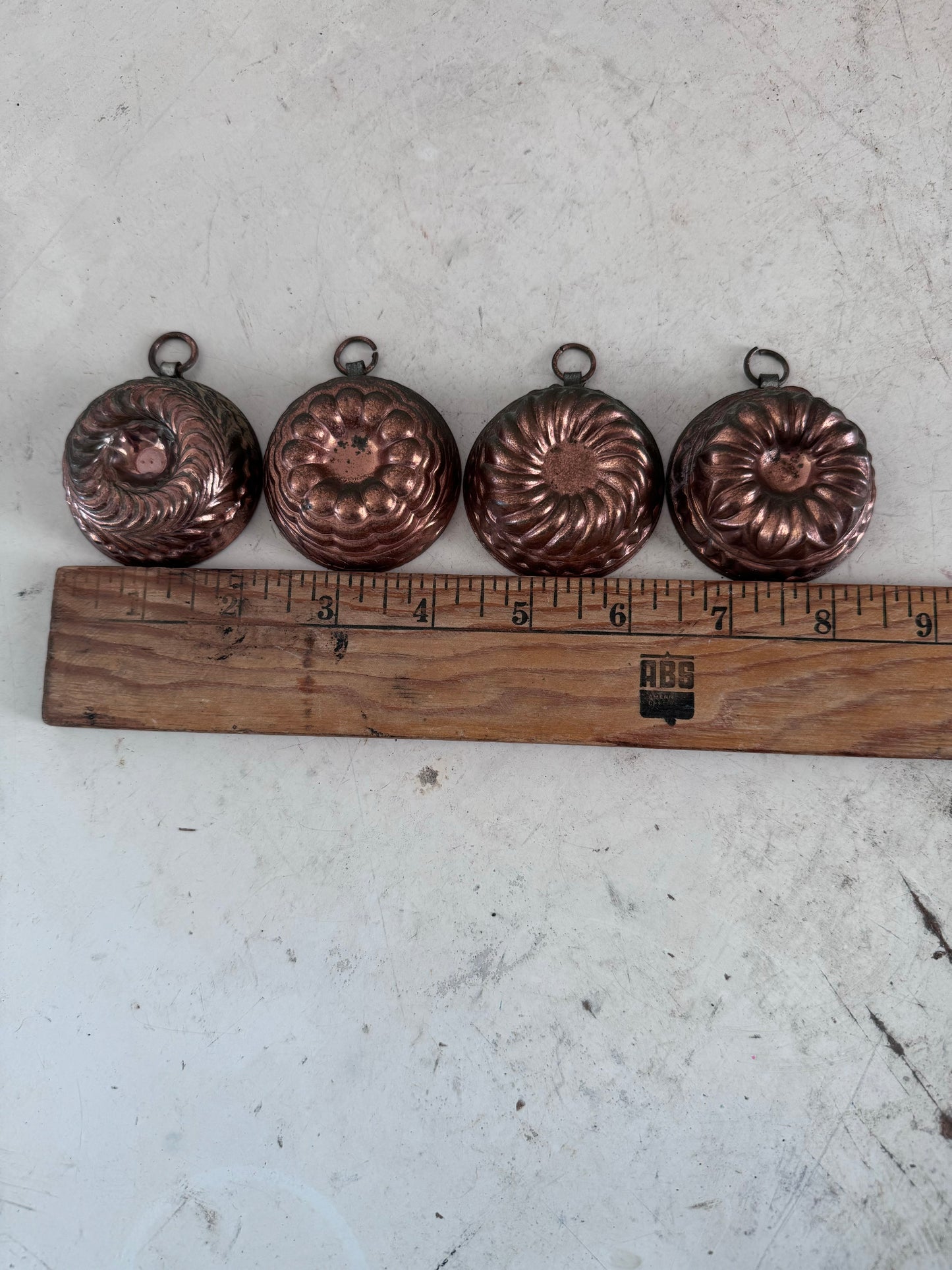 Miniature Copper Candy Moulds Swiss Made Birth-Gramm - sold as set