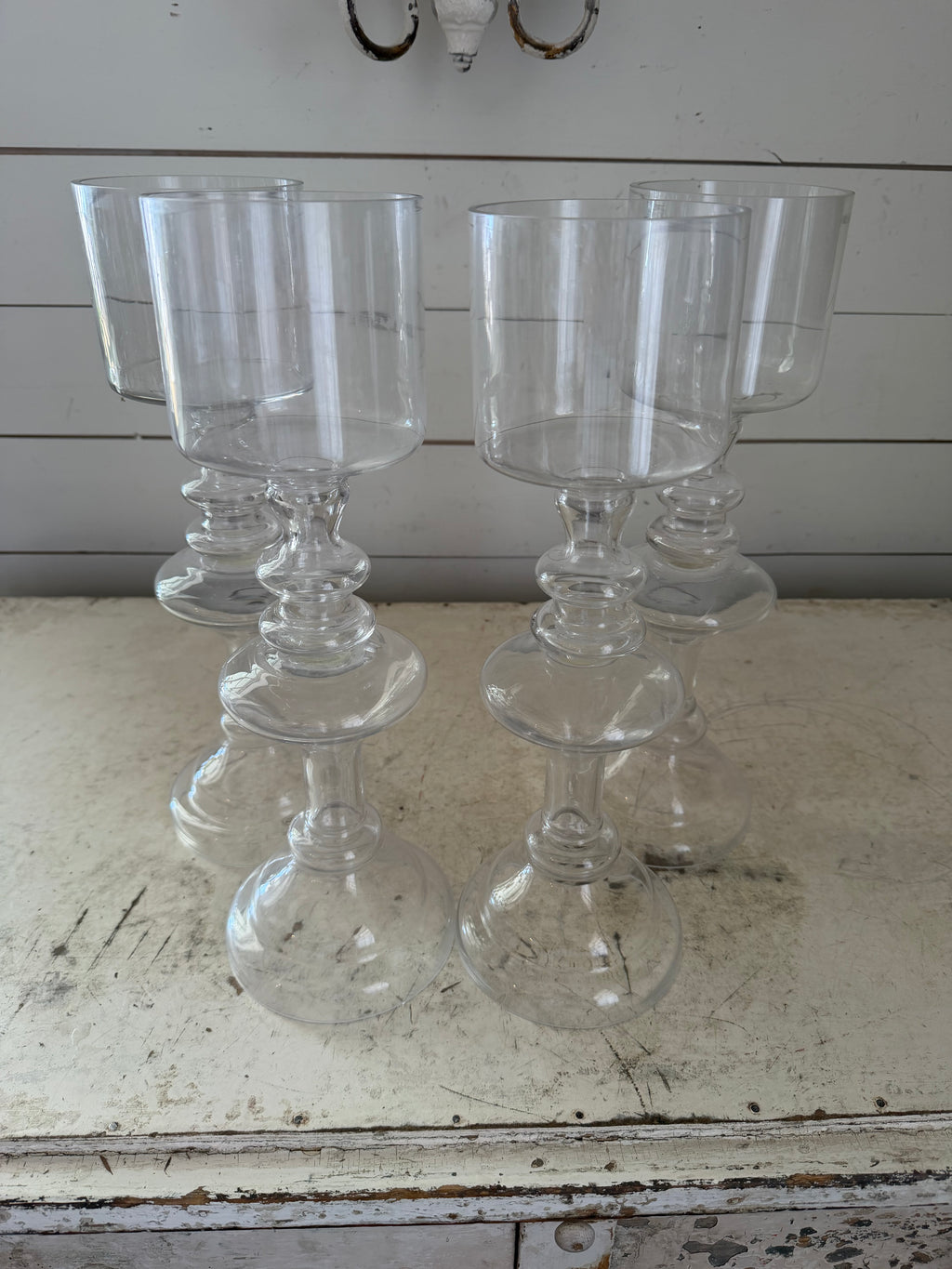 Large clear, glass pillar candle holder - sold individually