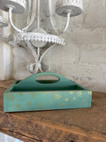 Green Wood Tote with Gold Snowflakes