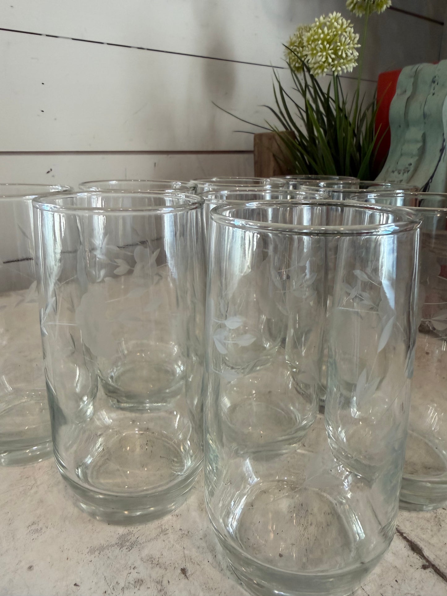 Vintage Princess House Heritage flat tumbler/etched highball glass - sold individually