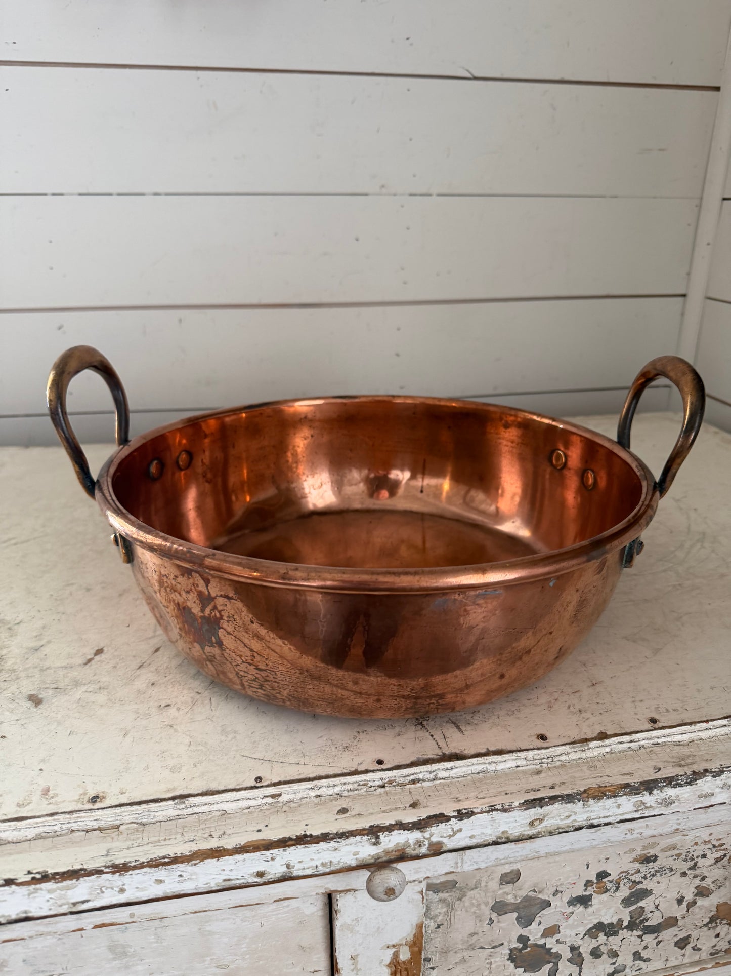 Large Antique George III Copper Pan, 1800s
