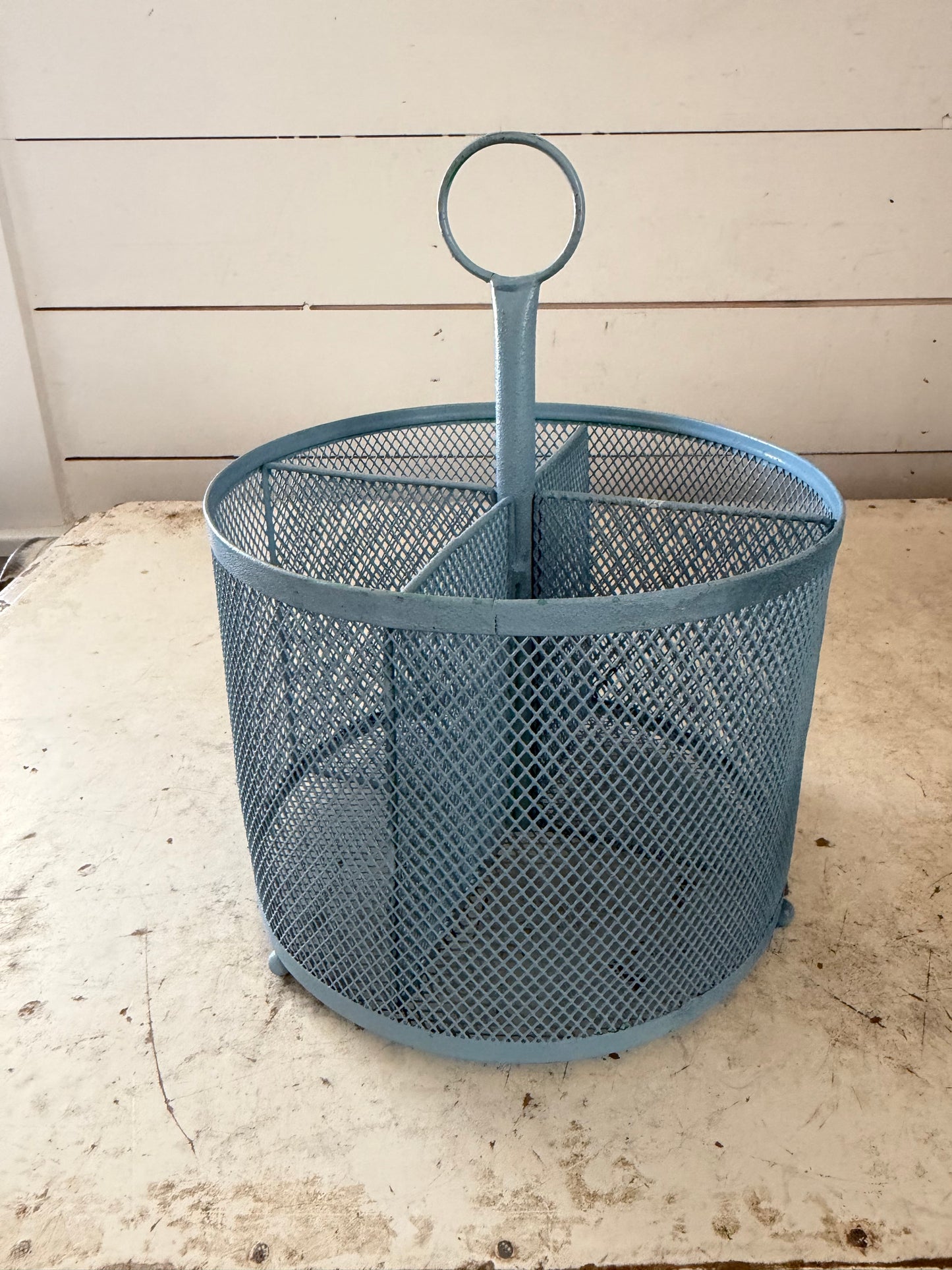 Periwinkle blue wire mesh organizer