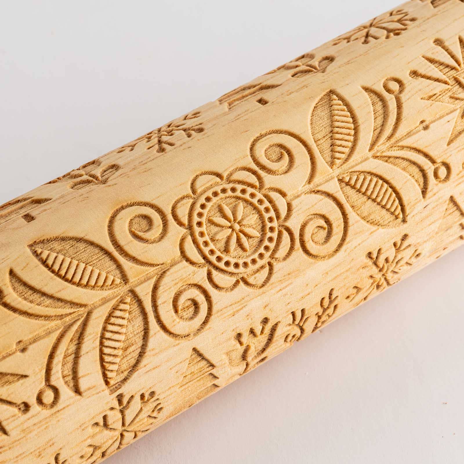 15.25" Embossed Rolling Pin, Winter Design