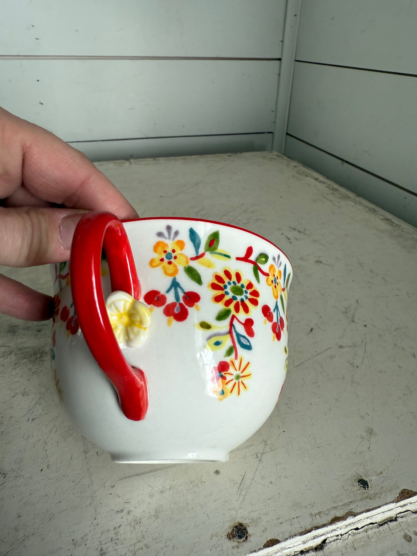 Anthropologie Multicolor Fun Floral Ceramic Mug