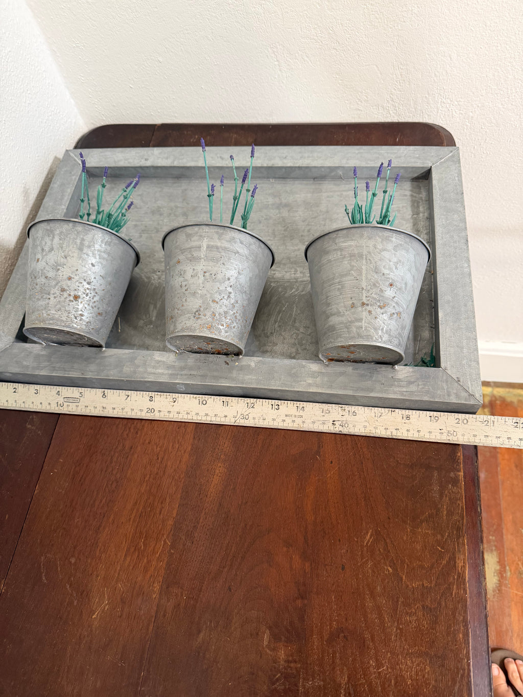 Galvanized 3 pot Planter - Will Get Makeover