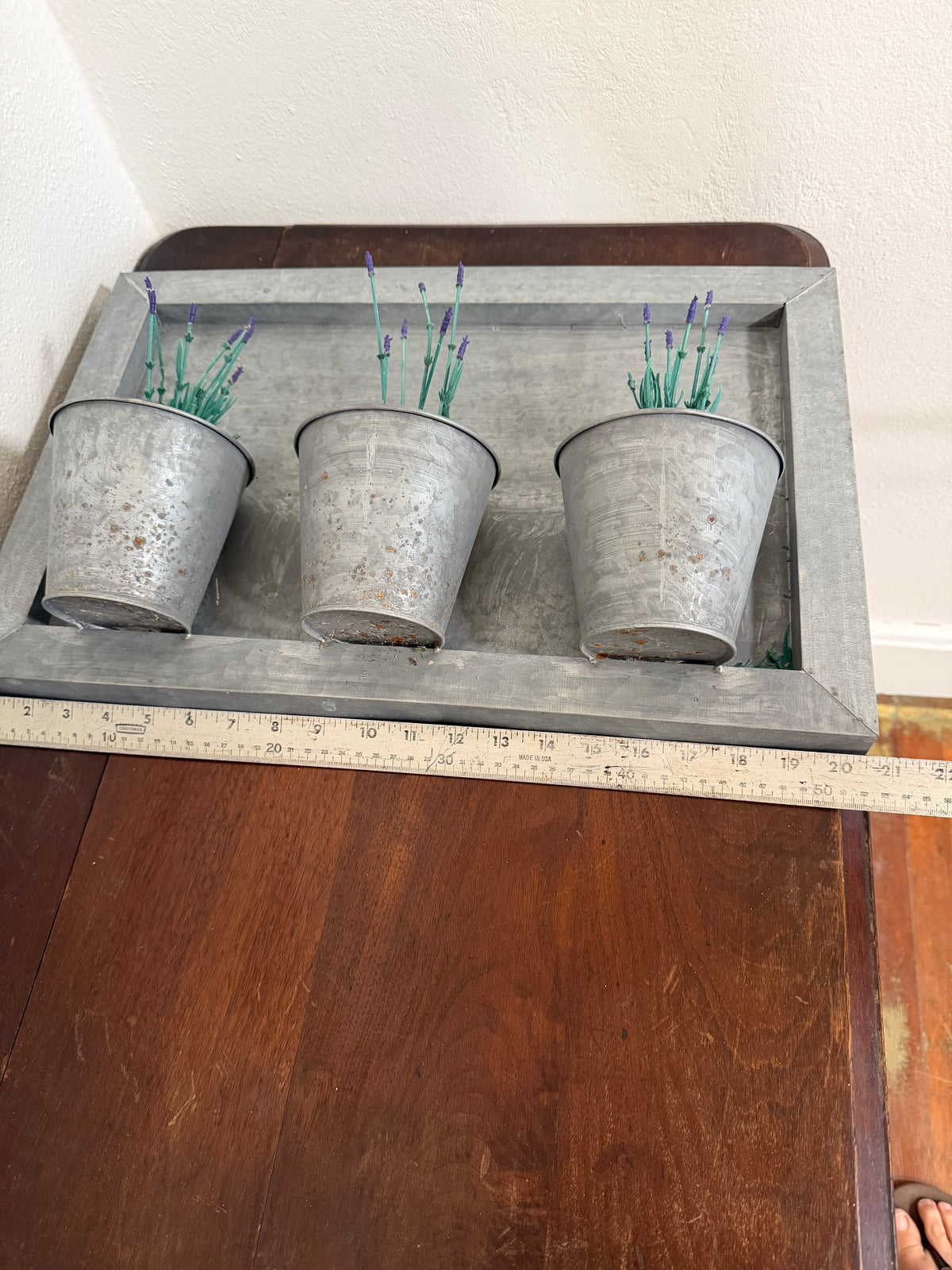 Galvanized 3 pot Planter - Will Get Makeover