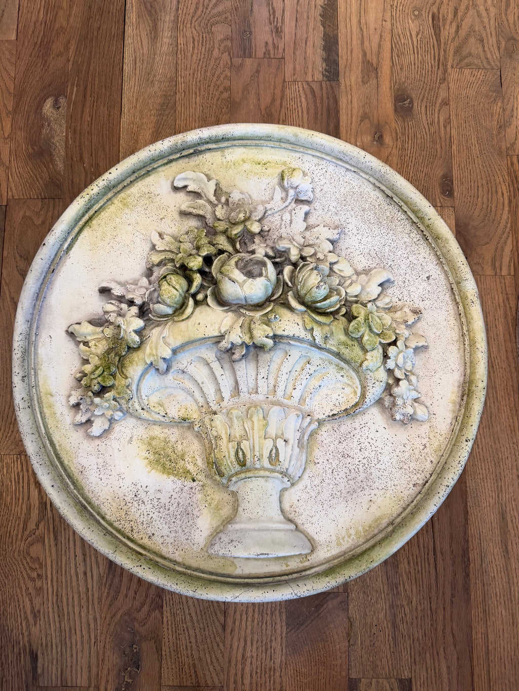 Round wall plaque with flowers will get makeover  Sold individually
