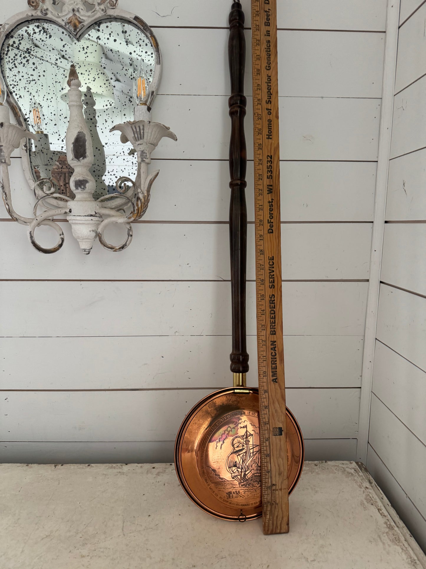 English Antique Copper Bed warmer