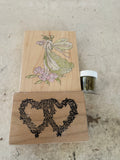 Stamps Happen Fairy stamp & heart stamp and gold embossing powder