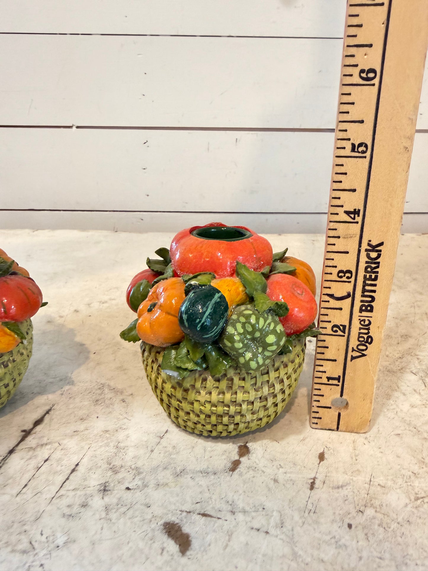 Vintage Fitz and Floyd Fall Harvest Pumpkin candleholders