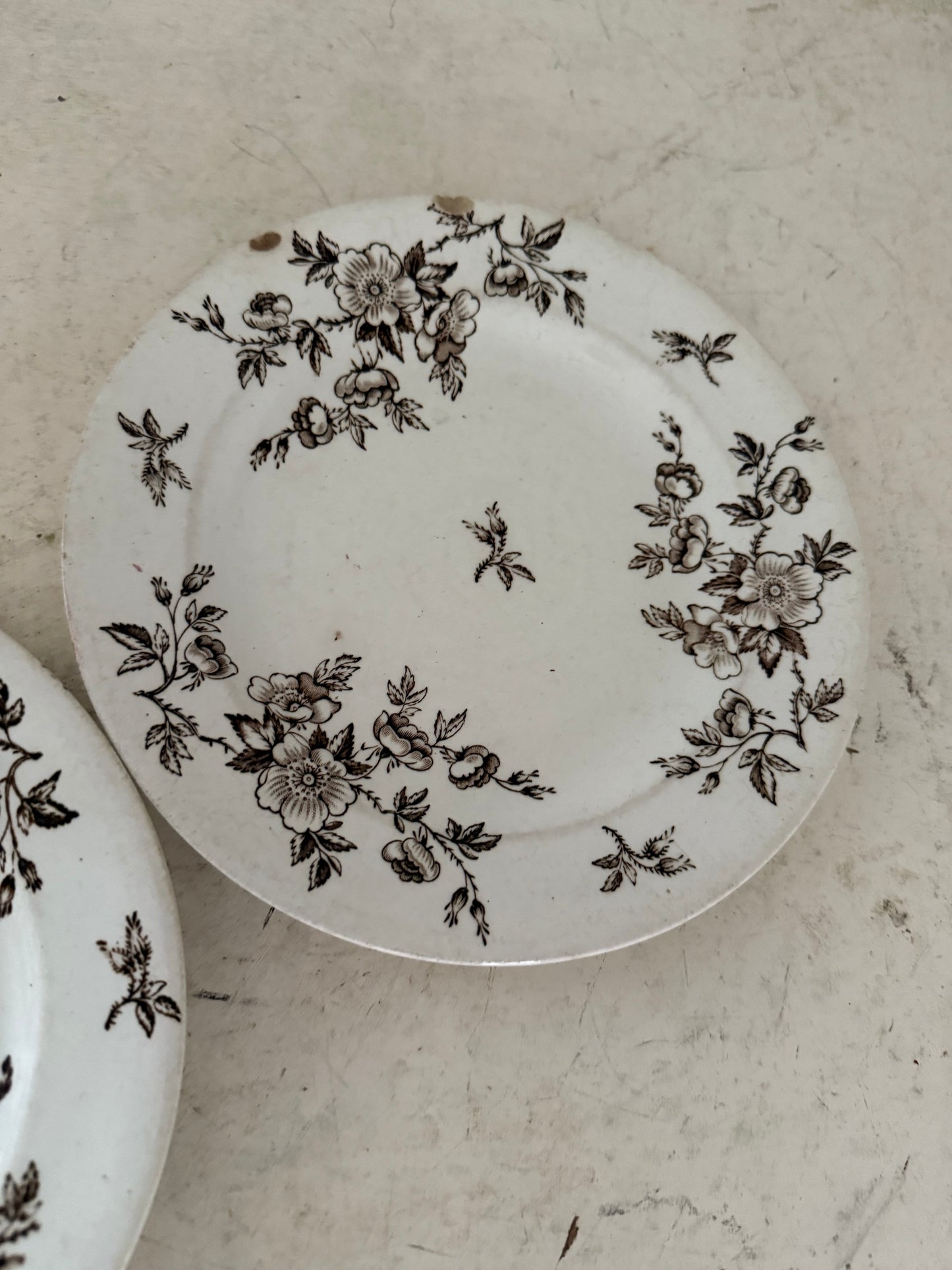 Antique 1884 Ashworth Bros Aesthetic Brown Transferware 8.5" Luncheon Plate sold individually