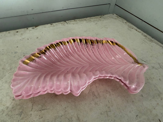 Miramar of California pink and gold speckled leaf dish sold individually