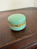 Light Green Ceramic Macaron-shaped Hinged Trinket Box