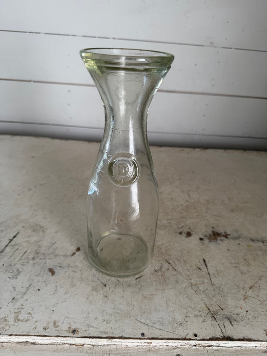 Green Glass Carafe - Thick with Bubbles Glass