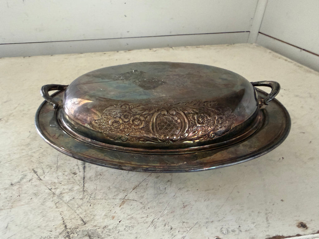 Silver Plated Server with embossed design lid