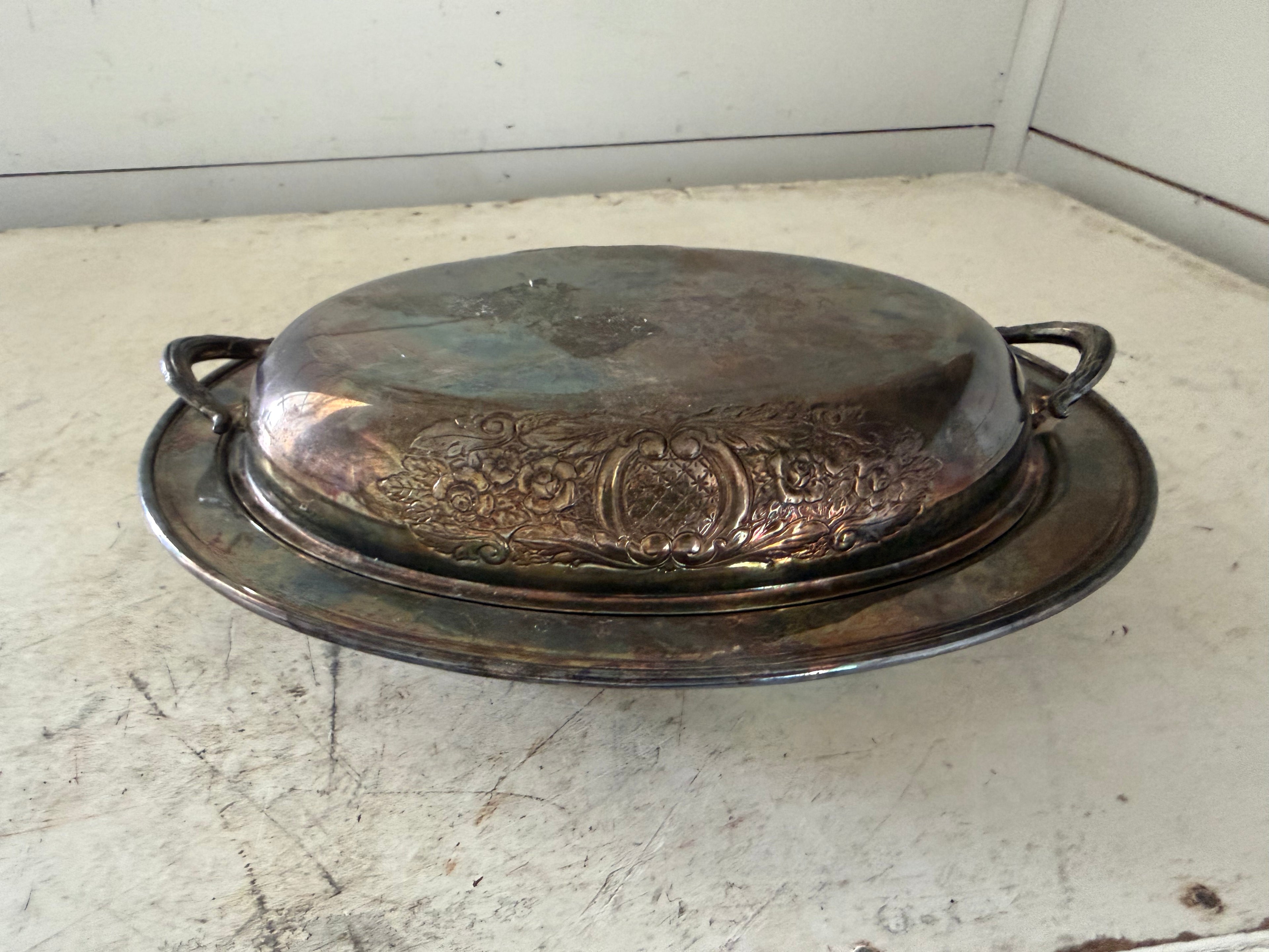 Silver Plated Server with embossed design lid