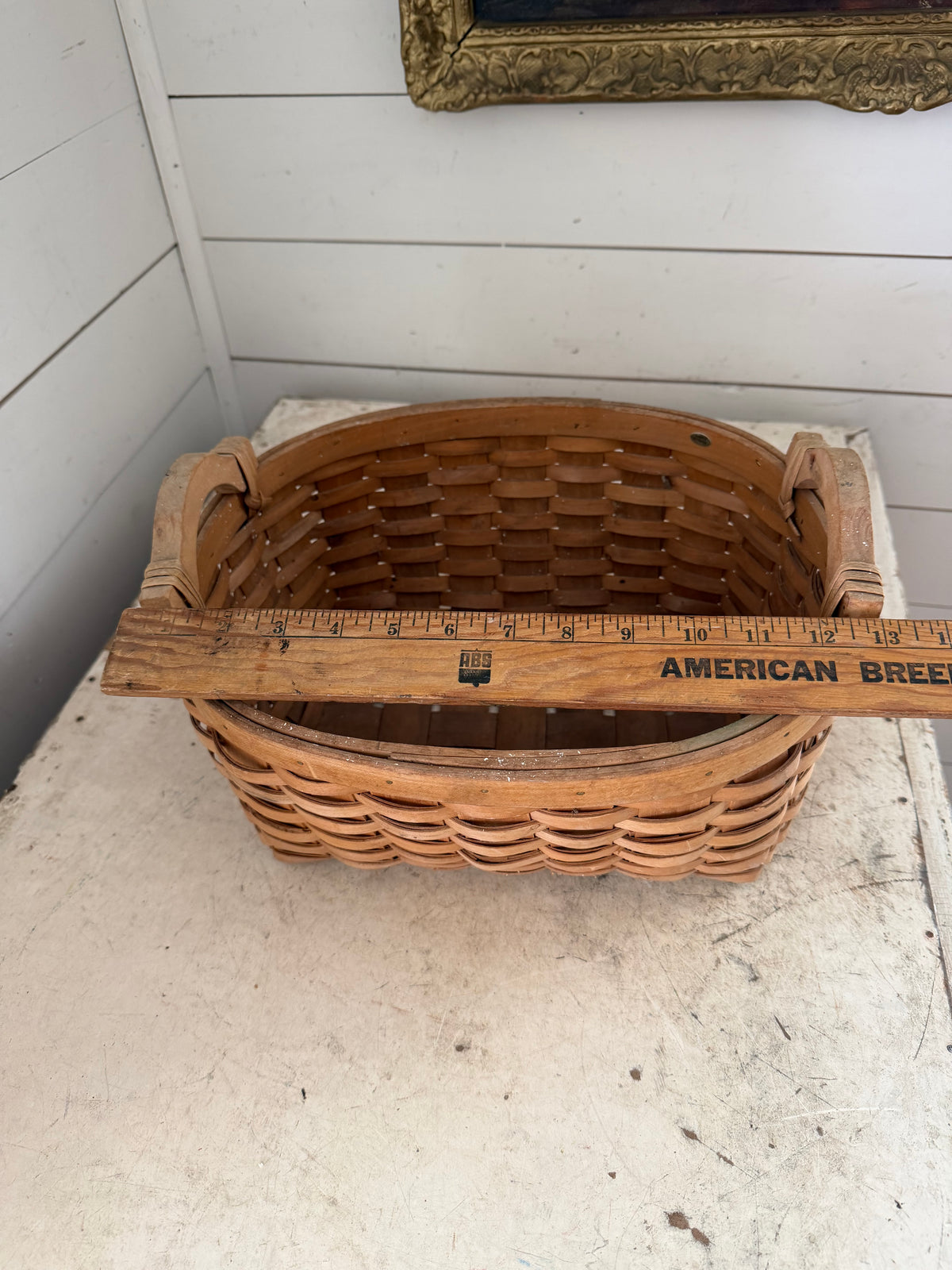 Woven basket with handles