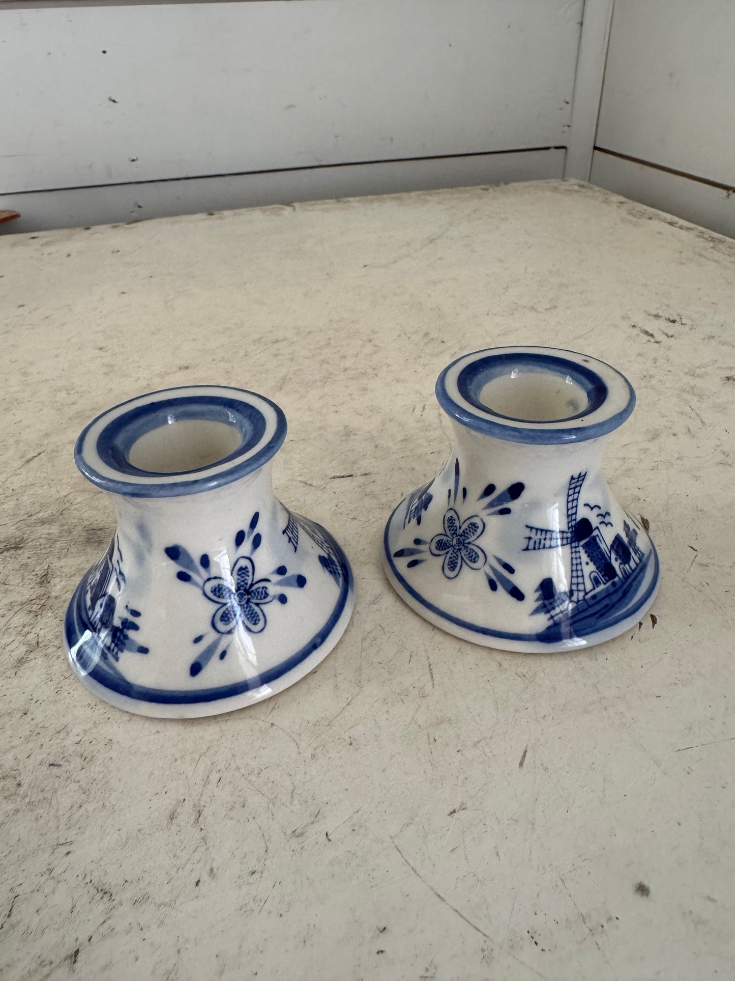 Vintage Delft Candle Holders