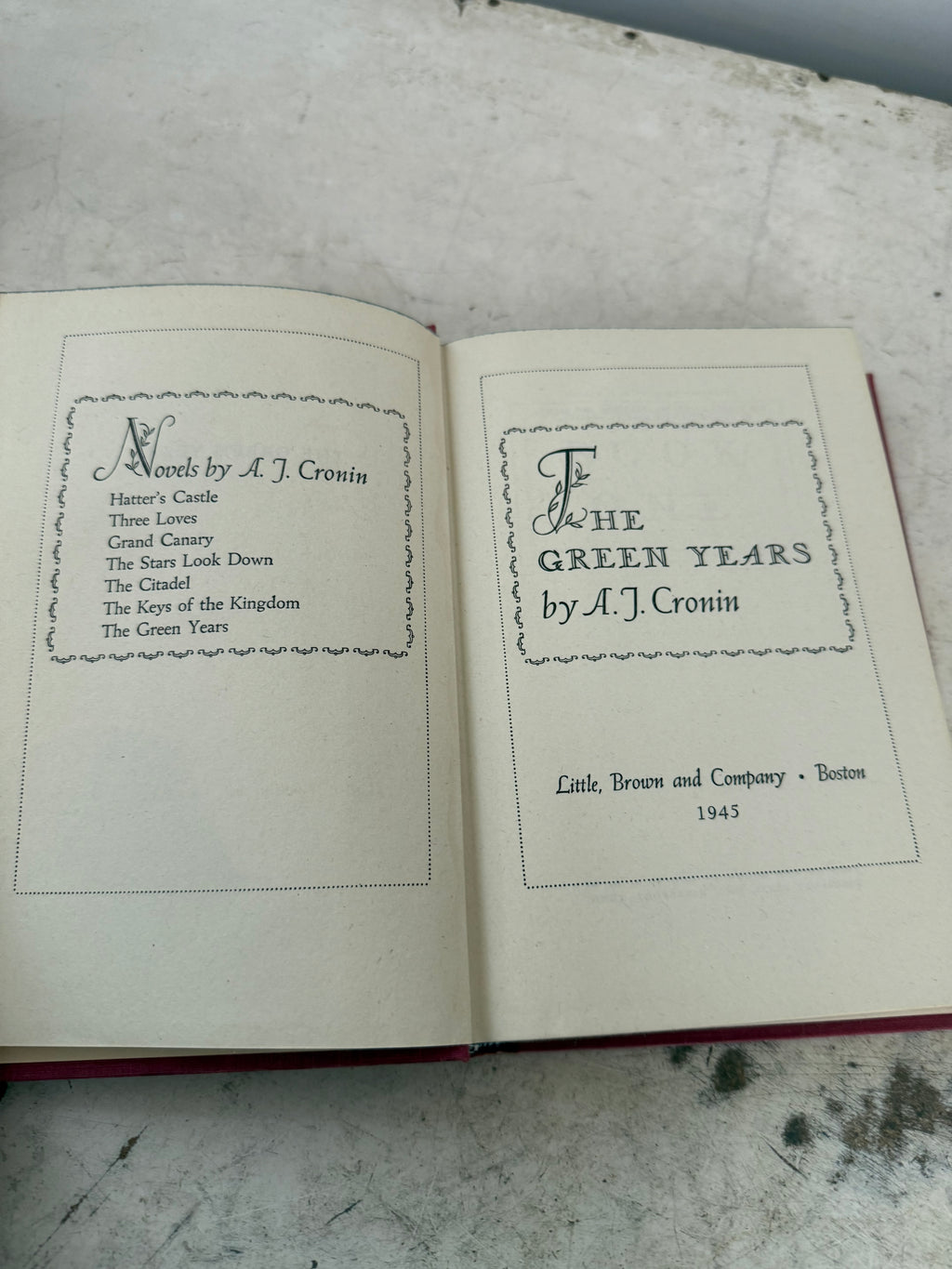 The Green Years Novel by A. J. Cronin