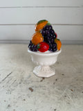 Vintage Ceramic Pedestal Bowl With Fruit Basket Lit